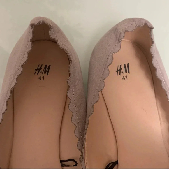 H&M Scallop-Edged Ballet Flats Gray Size 10 New NWOT - Picture 6 of 9